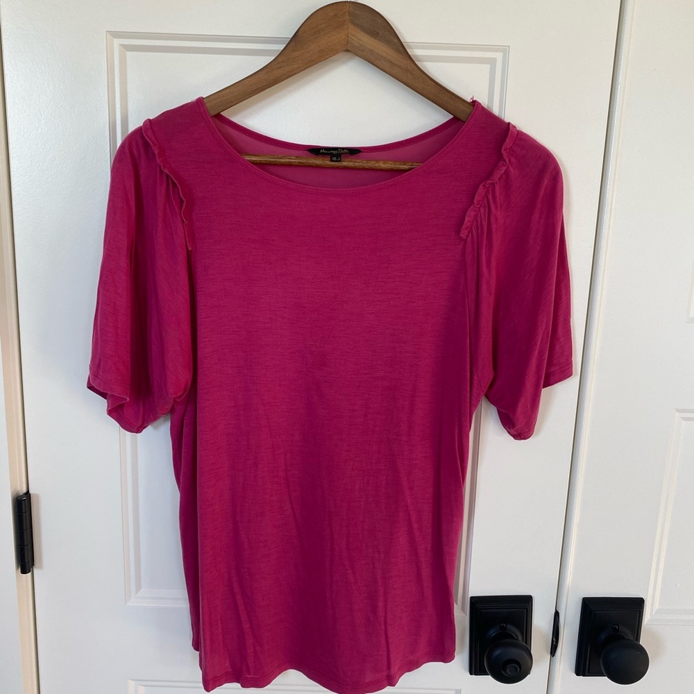 Massimo Dutti Fuchsia Short Sleeve Top